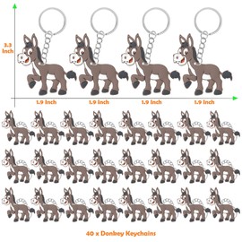 CiciBear 40 Pack Donkey Keychains Party Decoration for Guests, Barnyard Farm Animal Themed Party, Baby Shower, School Party, Zoo Kids Birthday