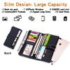 Roulens Genuine Leather Women's Wallets,Multi-Function Slim Bifold Zipper Clutch Purse,Large
