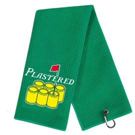 Aikiprety Funny Golf Towel Printed Golf Towels for Golf Bags with Clip, Golf Gifts for Men Women, Golf Towel Accessories Christmas Birthday Gift for Grandpa Father Golf Fan, Plastered Green