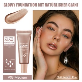 Glowy Foundation, Medium Grundierung mit Natürlicher Glanz, Langanhaltend & Wasserfest Concealer Abdeckung Makellose für Ganzen Tag, Feuchtigkeitsspendend Leichter Make up Cream für Gesicht & Körper