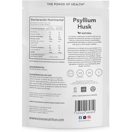 VIZANA NUTRITION Psyllium Husk Natural 300g Sin Azucar, Cáscara de Psyllium, Origen: India