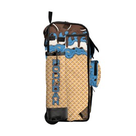 Boombah Rolling Catchers Superpack Bat Bag - 23-1/2" x 13-1/2" x 9-1/2" - Telescopic Handle - Holds 4 Bats - Wheeled Version - Ice Cream Monster Cookie Gold/Columbia Blue/Brown