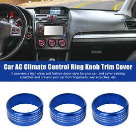 X AUTOHAUX 3 Pcs Blue Aluminum Alloy Car Ac Climate Control Knob Ring Trim Cover for Subaru Forester Xv Crosstrek WRX/sti Impreza 2013-2019