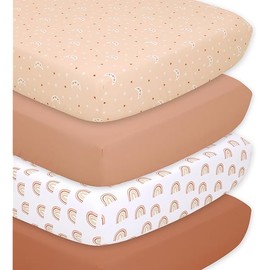 The Peanutshell 4-Pack Fitted Crib Sheet Set - Super Soft & Breathable Baby Girl or Boy Crib Sheets, Nursery Decor, Fit for Standard Mattress Cover- Boho