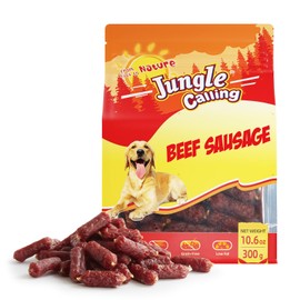 Jungle Calling Dog Treats, Beef Sausage Dog Treats, Slow Roasted Beef Jerky Dog Training Treats, Grain-Free Soft Treats for Small and Medium Dogs, 10.6 oz
