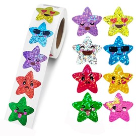 YJRUNFU Sparkly Glitter Seal, Star Reward Sticker, Large Capacity, Reward Sticker, Large Size, Notebook, Stickers, Decoration, Children's Learning Tag, Cute, Diary, Decoration, DIY, Approximately 500