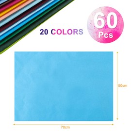 NALER Tissue Paper, Wrapping Paper, Colorful, Gift Present, Wrapping Paper, 19.7 x 27.6 inches (50 x 70 cm), Approximately 60 Sheets