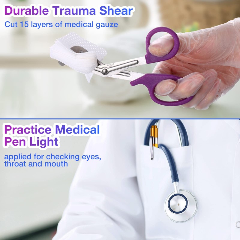 Chumia 48 Pack Trauma Shears and Pen Light for Nurses