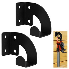 VANROUG 2 Pcs Chainsaw Hanger, Heavy Duty Chainsaw Wall Mount Holder, Organizer Mounted Chainsaw Rack, Chain Saw Hanger for Garden, Garage, Workshop, Black Metal