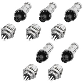 DGZZI GX12-5 Aviation Connector Plug 5PCS 12mm 5 Pin Male Female Screw Type Panel Metal Aviation Connector Adapter Aviation Socket
