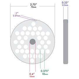 TSM #10/12 Stainless Steel Meat Grinder Plate (3/8")