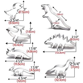 TINGSING Dinosaur Cookie Cutters, 7 Pieces Dinosaur Biscut Cutter Stainless Steel Dinosaur Shapes Baking Mold Fondant Candy Food Sandwich Cutters for Kids Dinosaur Theme Birthday Party Supplies