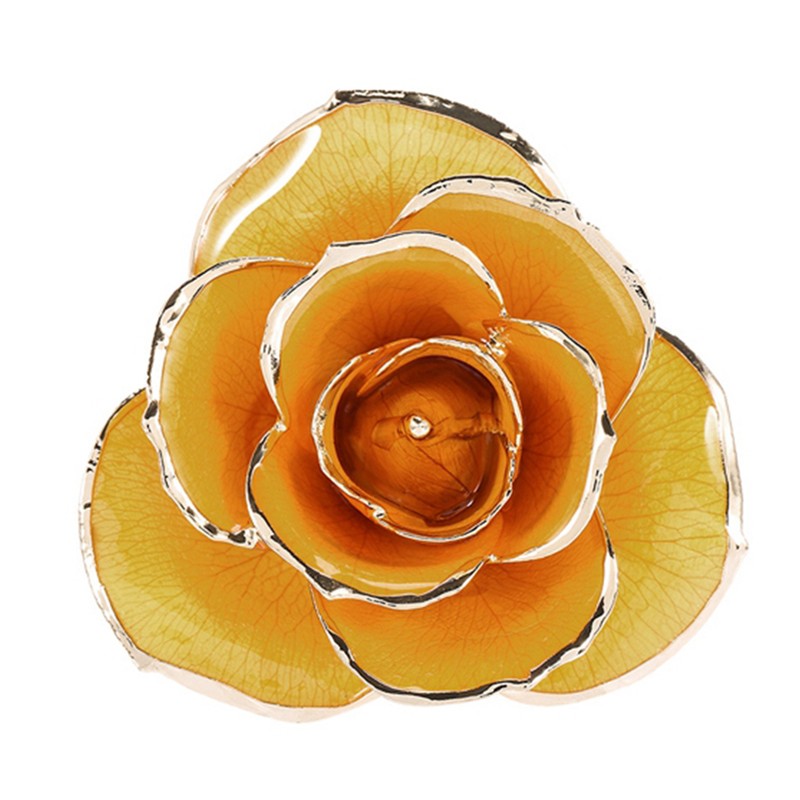 24K Gold Plated Real Rose Yellow Rose with Base Valentine's