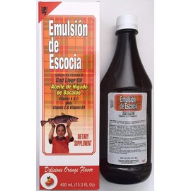 Menper Emulsion de Escocia Vitamins A, B1, D and E Aceite de Higado de Bacalao (Orange, 15.3 FL OZ)