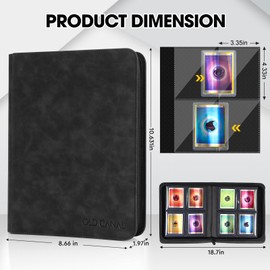 Old Canal Top Loader Binder, 4 Pockets Card Binder Holds 112 Top Loaders, Premium Trading Card Collection Holder, Top Loader Storage Album for TCG, Sports Cards, Black (FOR TOP LOADERS ONLY)
