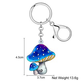 RAIDIN Acrylic Natural Mushroom Gift Keychain Cute Plant Jewelry for Women Travel Backpacks Car Keys Wallet Accessories Decor (Blue)