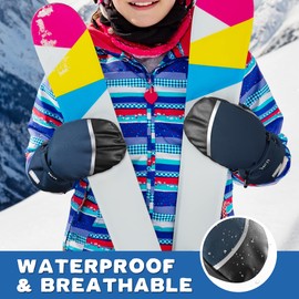 MCTi Mittens Children's Waterproof Gloves Toddler Snowboard Ski Gloves 1-16 Years Toddler Boys Girls, blue