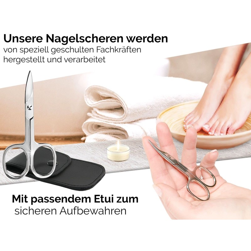 Left-Handed Nail Scissors with Sharp Curved Blade, Professional Scissors for