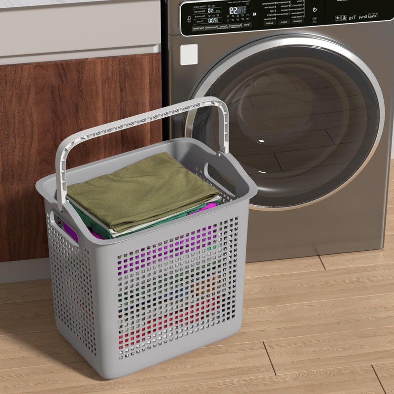 Taysisiter 35 L Plastic Laundry Hamper with Handle, Plastic Dirty