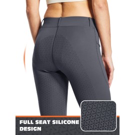 FitsT4 Sports Women's Full Seat Horse Riding Pants Bootcut Riding Tights with Pockets Equestrian Breeches for Women Darkgrey M