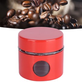 plplaaoo Coffee Canister, Mini Coffee Bean Container, Iron Glass Kitchen Container, Airtight Coffee Bean Storage Container for Coffee Beans, Sugar Flour (Red) Small Coffee Canister 100 g Powder Small