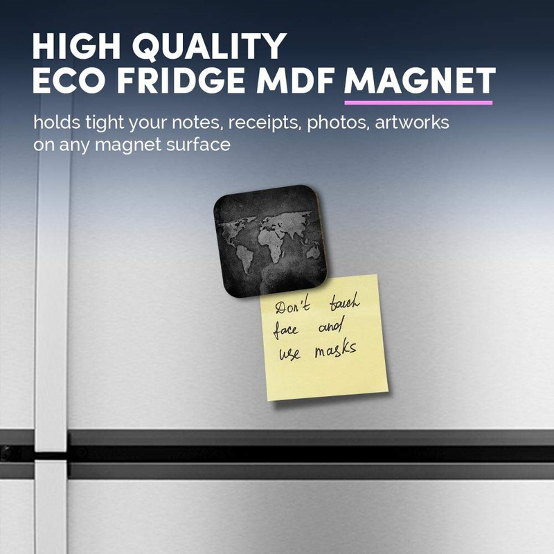 1 x Square MDF Fridge Magnet - World Map Earth