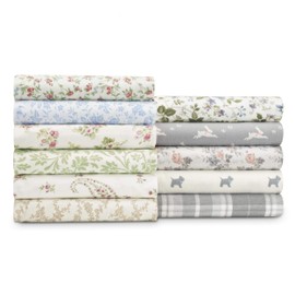 Laura Ashley Home - Flannel Collection - Sheet Set - 100% Cotton, Ultra-Soft Brushed Flannel, Pre-Shrunk & Anti-Pill, Machine Washable Easy Care, Twin, Victoria