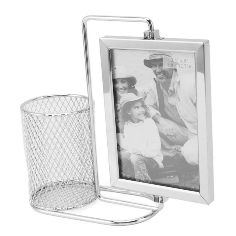 Pen Holder Picture Frame Stainless Steel Large Capacity Multi Purpose