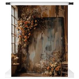 Kate Rustic Boho Photo Backdrop Bohemian Flower Arrangement Photography Background for Portraits Floral Photo Studio Props, 7x5ft