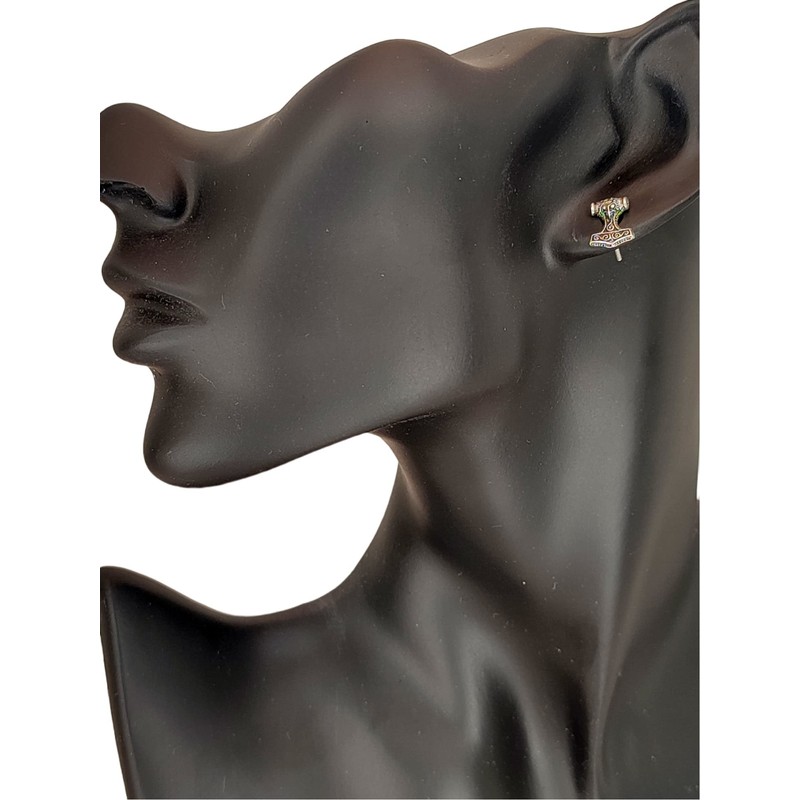 Thor's Hammer Stud Earrings 925 Sterling Silver No. 30, Sterling