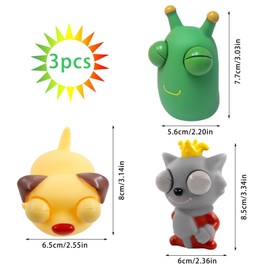 TaimeiMao 3 x Squishy Squeeze Toy, Anti-Stress Squeeze Ball, Popping Out Eye Squeeze Toy, Funny Stress Ball, Squeeze Toy, Random Style