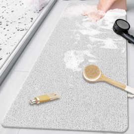 Shower Mat (80 x 40 cm), Non Slip Bath Mats for Inside Bath, Anti Mould Antibacterial PVC Loofah Shower Mat, Soft Comfort Bath Mat Massage Mat for Shower Stall, Quick Drying