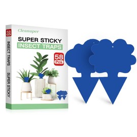 58 Pack Flying Insect Traps for Plants – Blue Sticky Traps for Fungus Gnats, Flies & Flying Bugs, Indoor Outdoor Flying Bug Catcher for Pots, Garden & Kitchen, Non-Toxic, Odorless, Kid & Pet Safe
