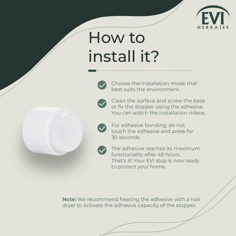 EVI | Wall Adhesive Doorstop | 1.1'' X 1.1'' |