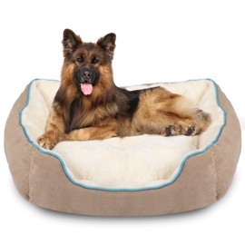 PureWags 30'' x 24'' x 9'' Large Dog Bed, Rectangle Cat Bed Washable for Indoor with Non-Slip Bottom and Removable Cushion, Pet Bed for Puppy and Kitten, Camel