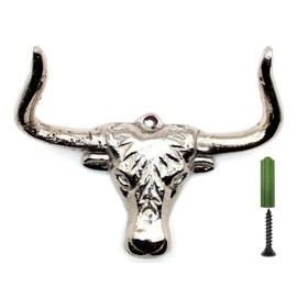 5MOONSUN5 Western Decorative Metal Wall Hooks, Rustic Coat Hooks for Bathroom, Kitchen, Entryway, Wall Hanging Hooks for Keys, Hats, Towel, Coat, Includes Screws, Brass Chrome Finish