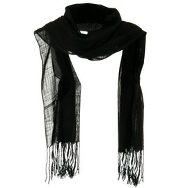 UBI/NYH Solid Viscose Long Scarf - Black