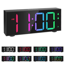 Ankilo Upgraded RGB Color Alarm Clock, Large Display LED Digital Clock with 8 Colors, Stepless Dimming&Volume, Dual Alarm, 3 Alarm Modes, for Home, Bedroom, Office, for Heavy Sleepers, Kids