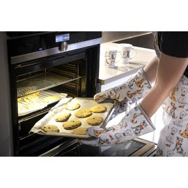 Dog Apron and Oven Glove Set with Matching Tea Towel - Kitchen Gifts for Women and Men Dog Lovers