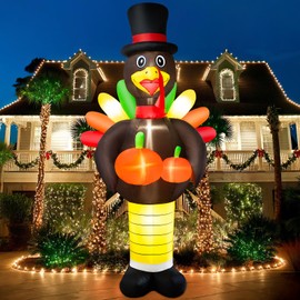 BRDJade 10FT Thanksgiving Inflatables Turkey Decorations, Giant Thanksgiving Blow up Turkey Decor Built-in LED Lights Autumn Fall Harvest Decorations for Holiday Outdoor Yard Lawn Garden Patio Decor