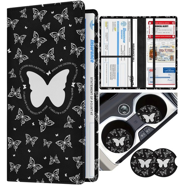 Slohif Car Registration and Insurance Card Holder - Butterfly Vehicle