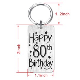 HYHYDHP Happy 80th Birthday Gifts Women Men Him Her 80 Year Old Bday Key Chain