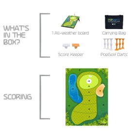 PopGolf Board Edition Set - Popdarts Backyard, Indoor and Outdoor Game - Great Cornhole Alternative - Includes 1 All-Weather Board, Exclusive PopGolf Darts, Travel Case, and Score Keeper