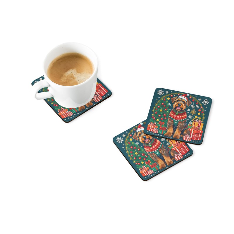 Airedale Terrier Christmas Foam Coasters