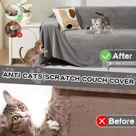 MEETSKY Couch Cover for 3 Cushion Sofa Washable, Cat Scratch Proof Sofa Covers, Furniture Protector L Shape Sofa Slipcovers Soft Sectional Couch Covers for Dogs, 71" x 134", Grey