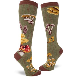ModSocks Women's Mushroom Knee High Socks in Heather Moss