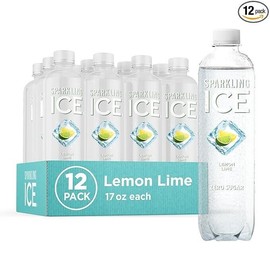 Sparkling Ice, Lemon Lime Sparkling Water,  17 Oz (Pack of 12)