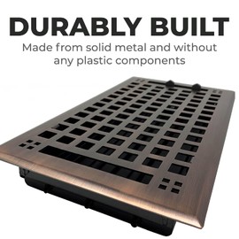 Madelyn Carter Modern Chic Style Vent Cover, Solid Cast Steel Interior, Controls Air Flow, 4 x 12 inches (Overall Face: 5.25 x 13.5 inches), Antique Brass