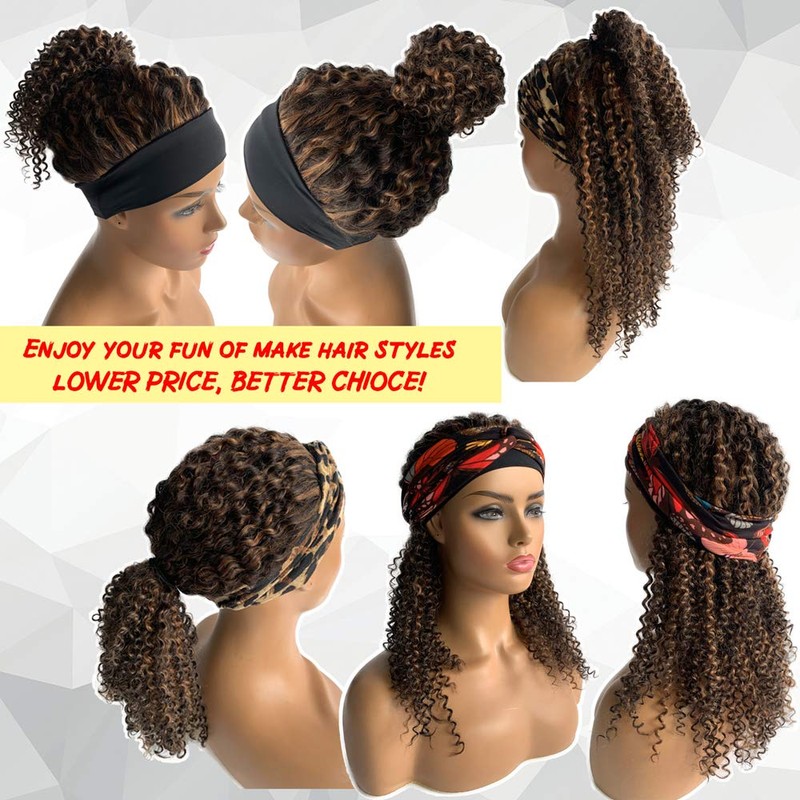 Headband Wig Curly Brazilian Human Hair 2 Tones Deep Wave
