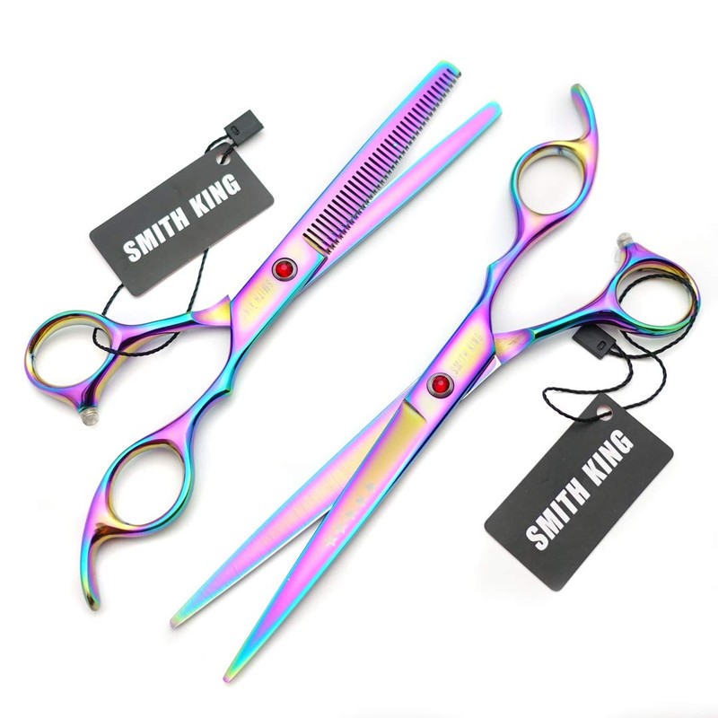 7.0 Inches Hair Cutting Scissors Set with Combs Lether Scissors
